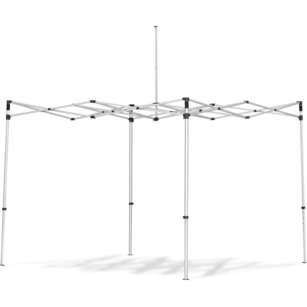￼3m x 3m Premium Branded Steel Gazebo with Custom Sublimated Canopy, 2 Half Walls and 1 Full Wall