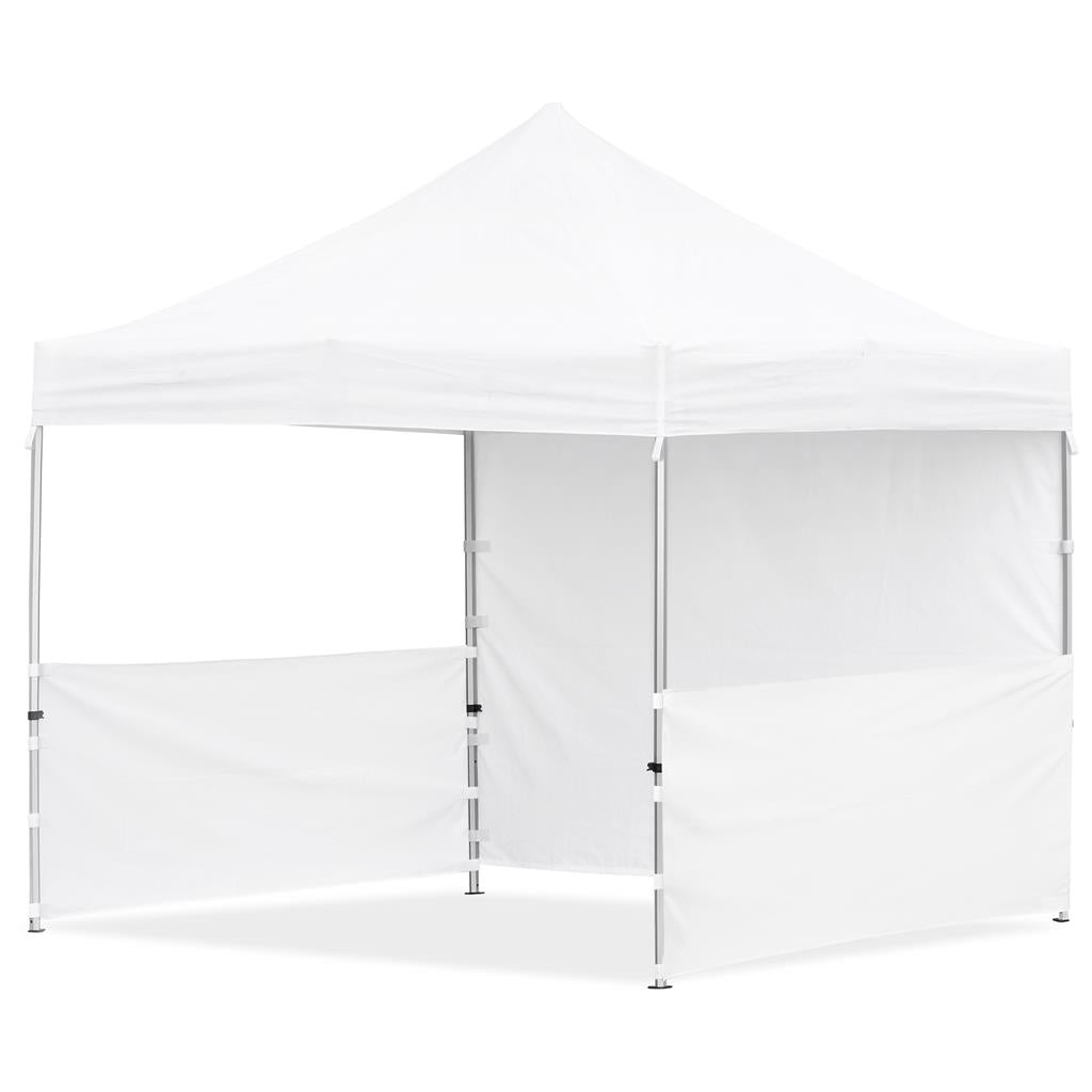 ￼3m x 3m Premium Branded Steel Gazebo with Custom Sublimated Canopy, 2 Half Walls and 1 Full Wall