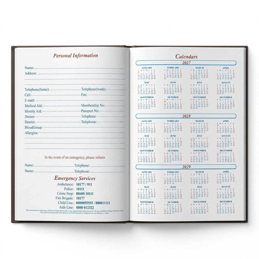 Classic Black A4  Hardcover 2027 Diary