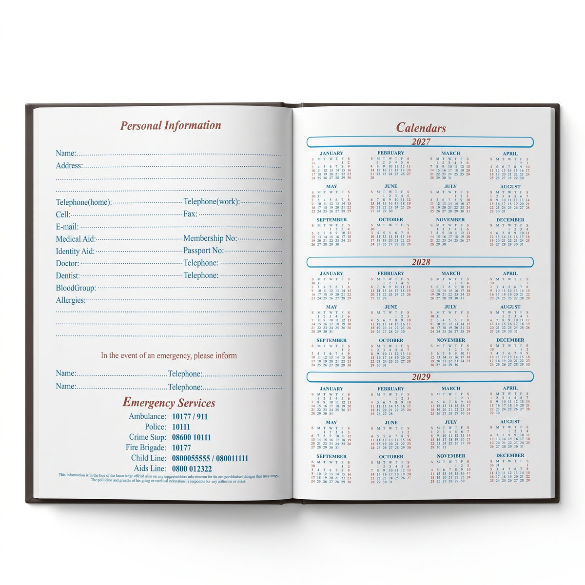 Classic Black A5 Hardcover 2027 Diary